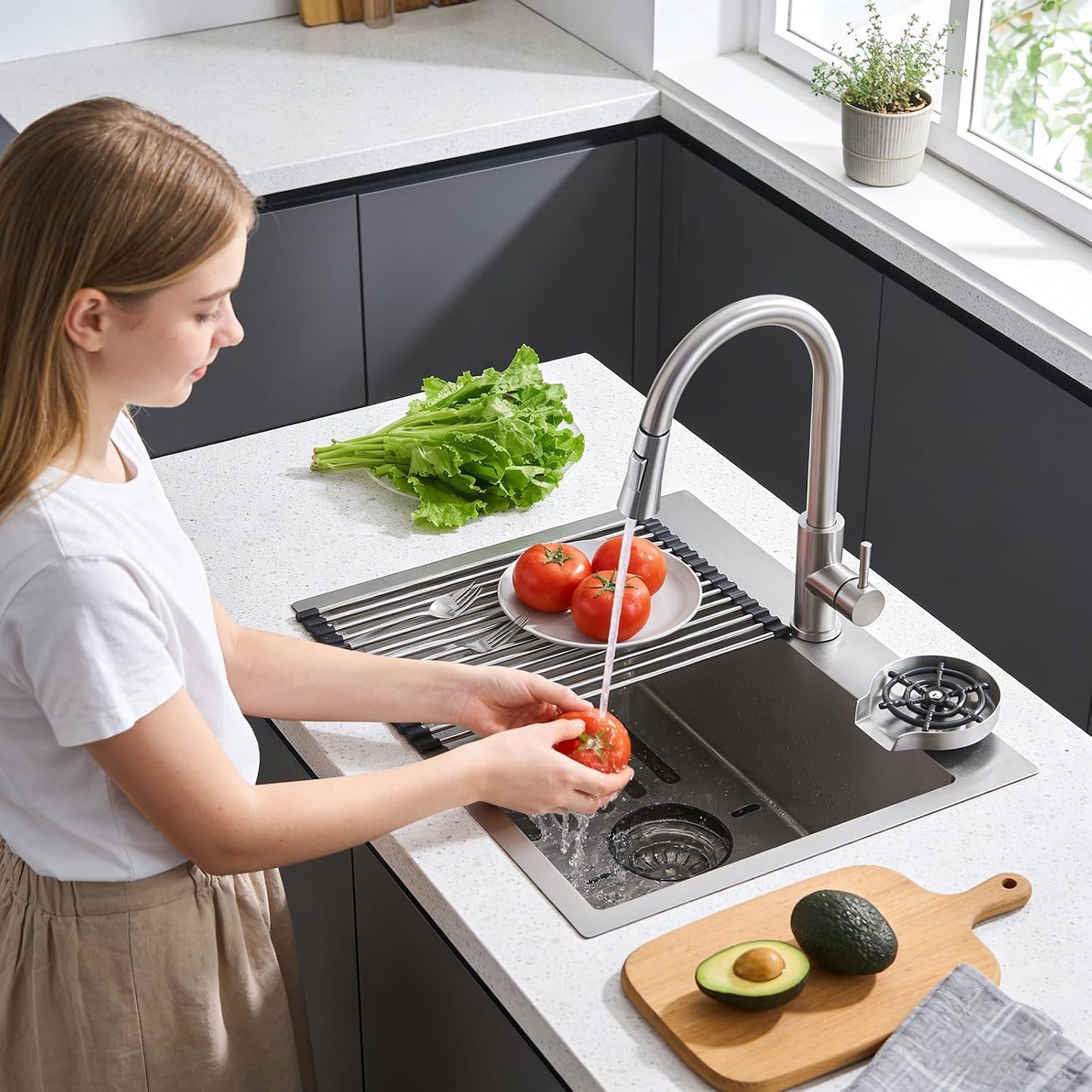 Fregadero acero inox 304 con accesorios para cocina