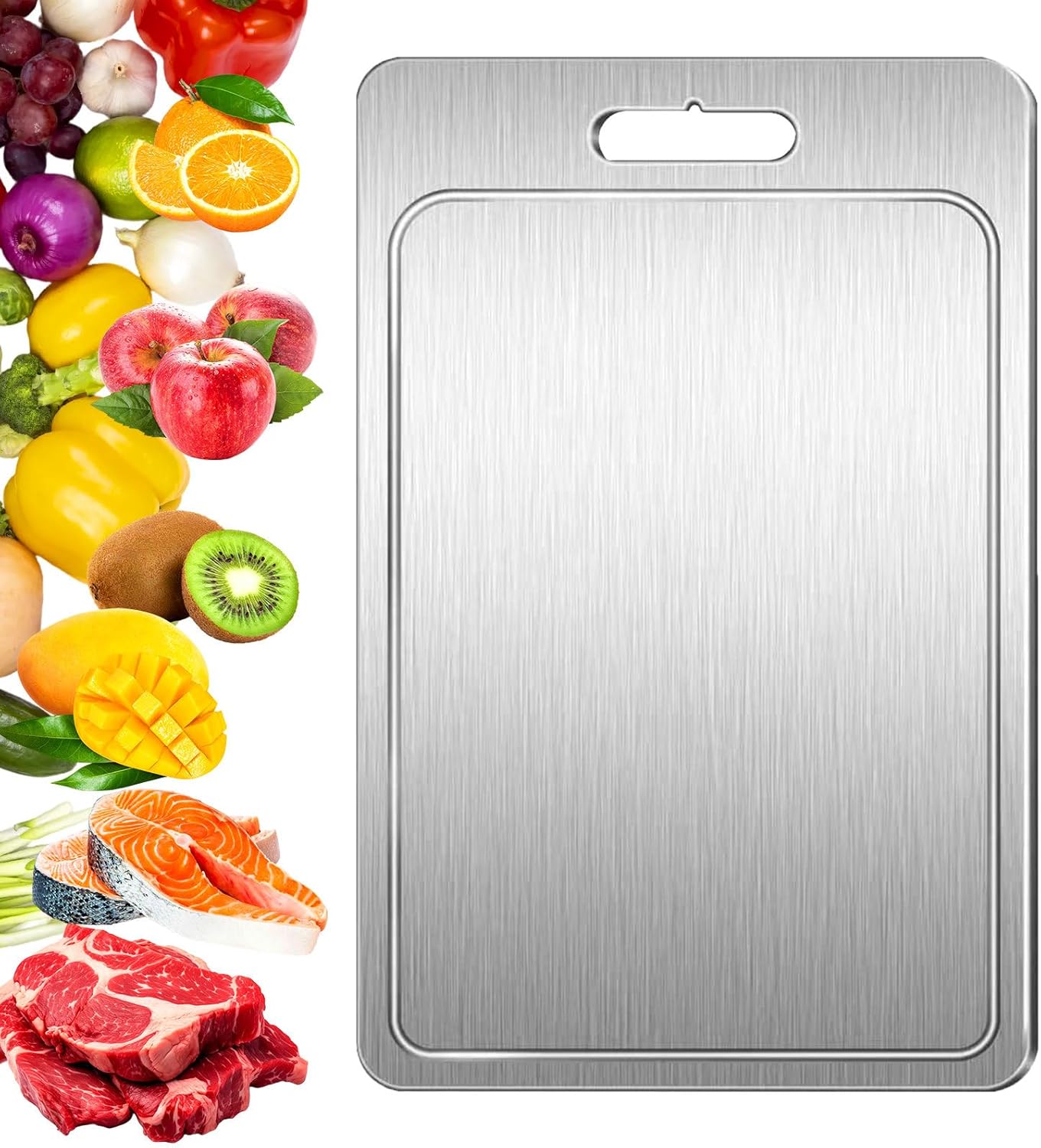 Tablero de corte de titanio puro doble cara para cocina con surco para jugos