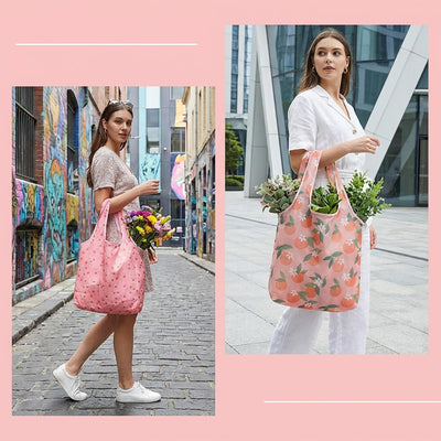 4 Pzas Bolsas Plegables Reutilizables Poliéster 2 Estilos