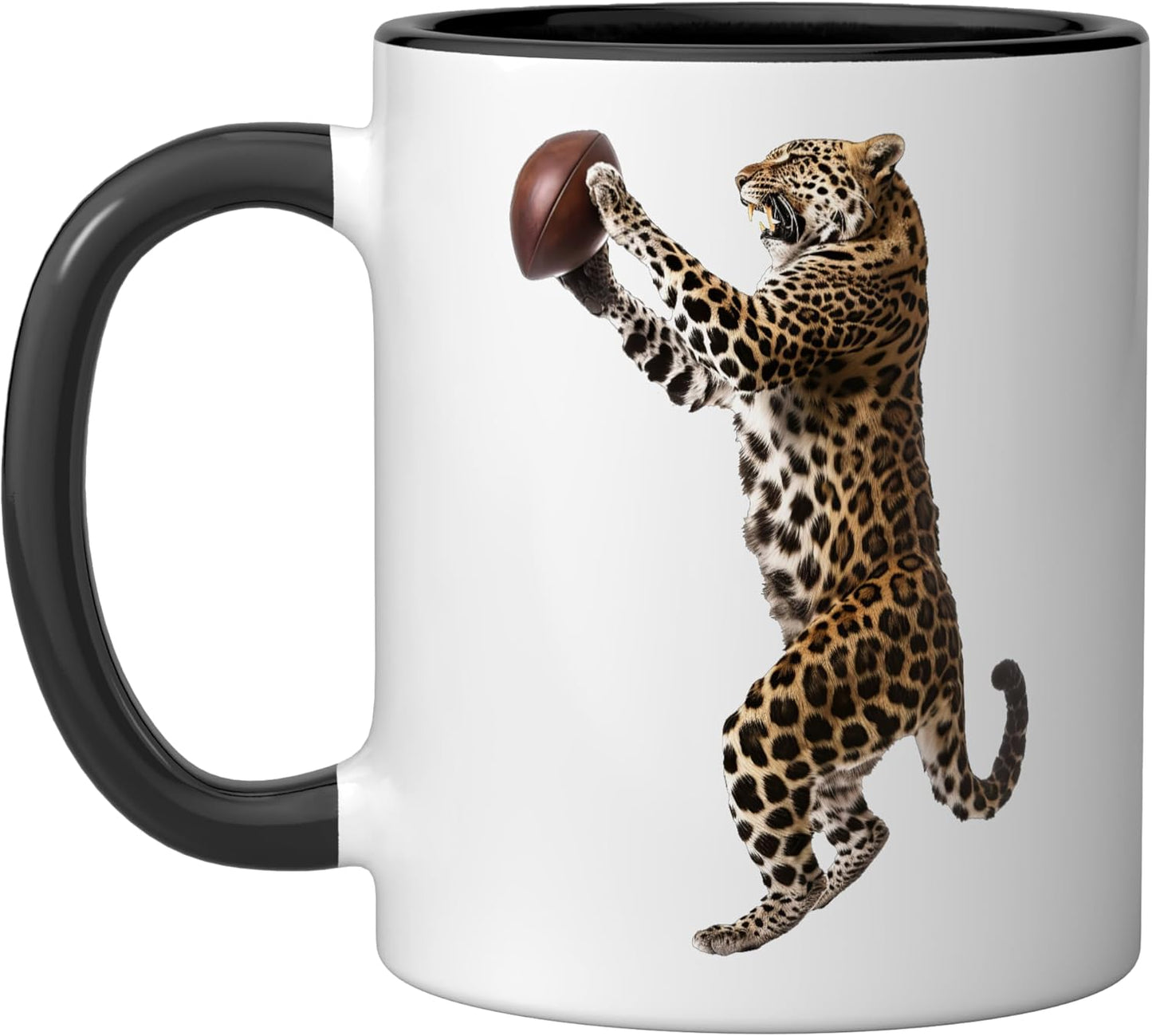 Taza Cerámica Fútbol Americano Leopardo Negro/Blanco