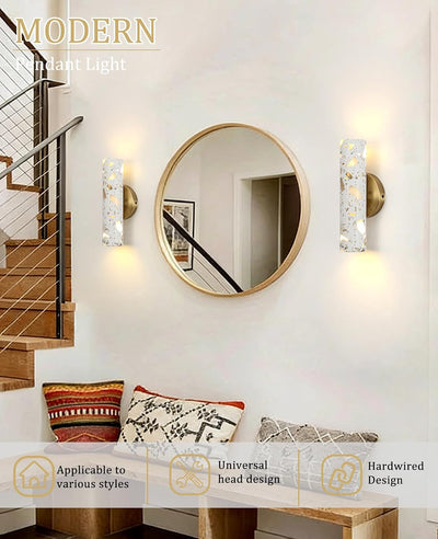 Lámpara pared travertino 11pulg base dorada estilo nórdico