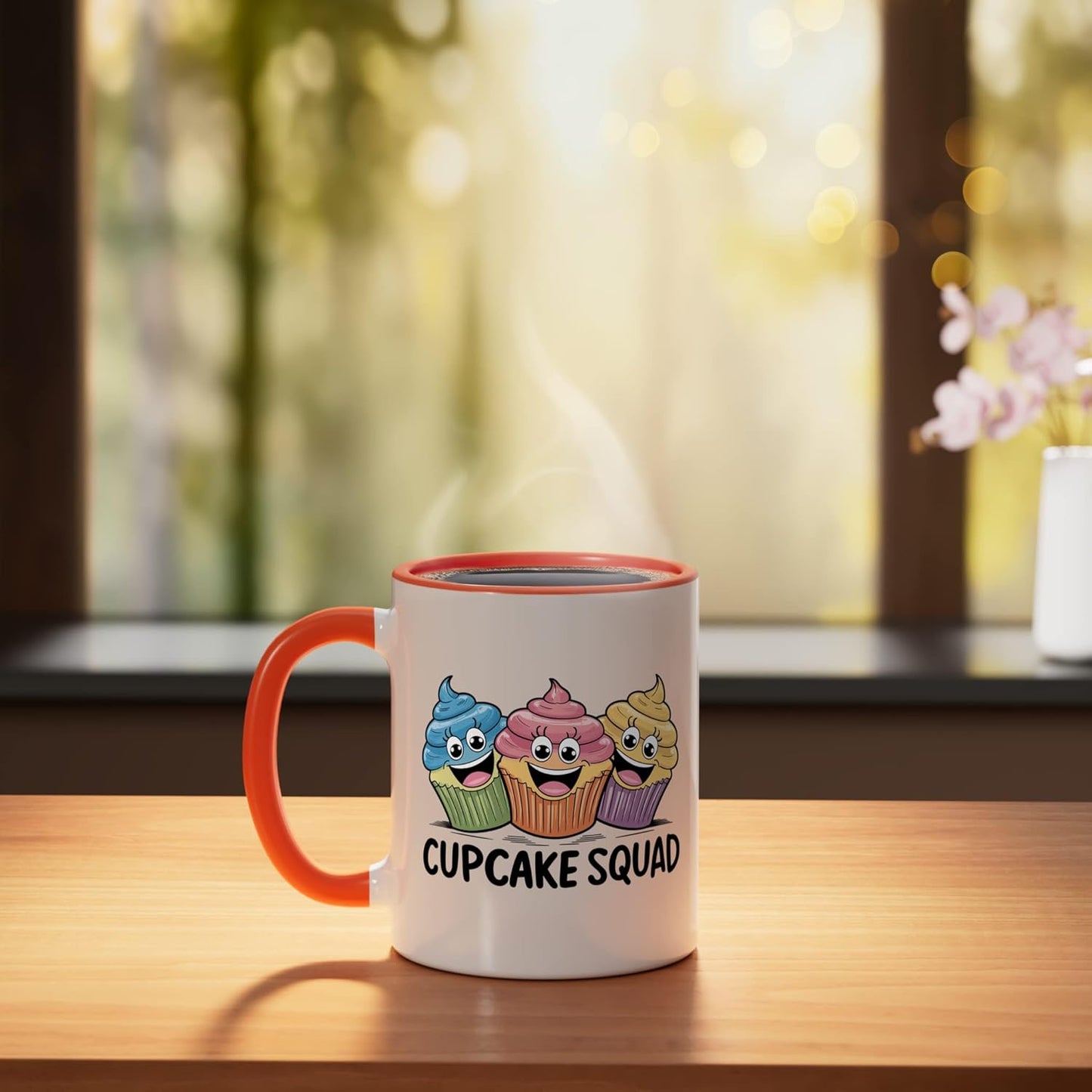 Taza Cerámica para Cupcakes Color Naranja/Blanco