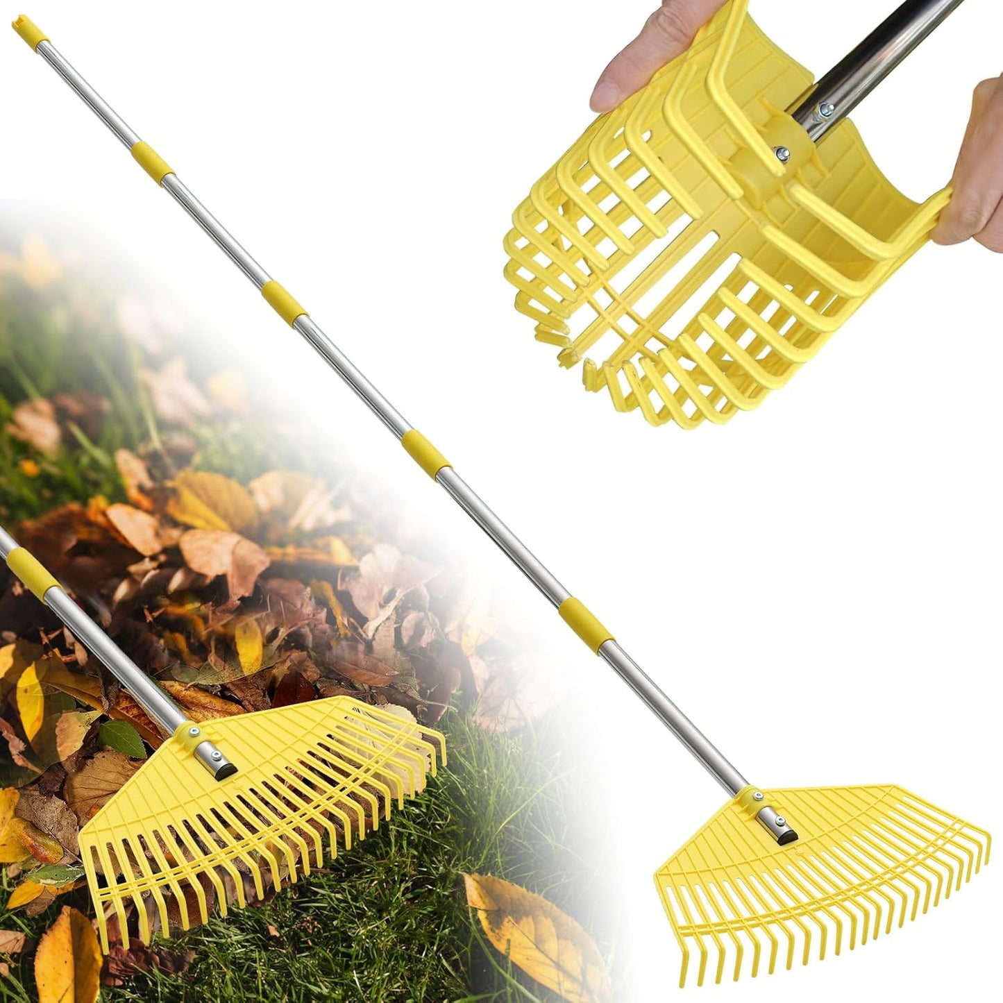 Rastrillo Hojas Nailon 16.5pulg Mango Acero 60pulg