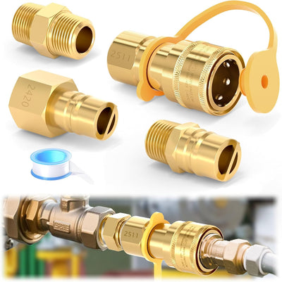 Kit adaptadores gas 1/2pulg latón parrilla con acoplador