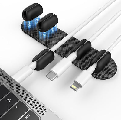 5 Clips Magnéticos Soporte Cable Adhesivo Escritorio