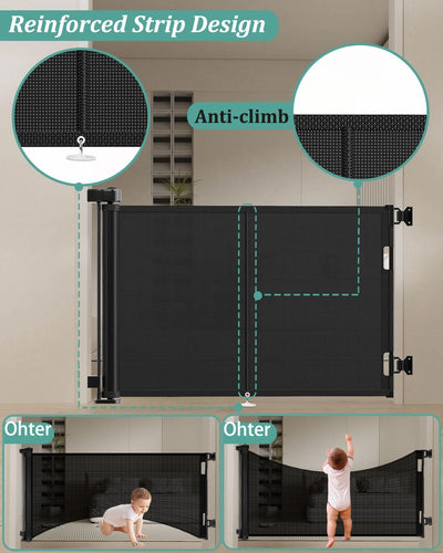 Puerta retráctil para bebés y perros 50x42pulg tira reforzada