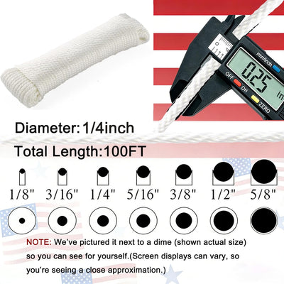 Cuerda Dacron poliéster blanca 1/4pulg 100pies resistente UV