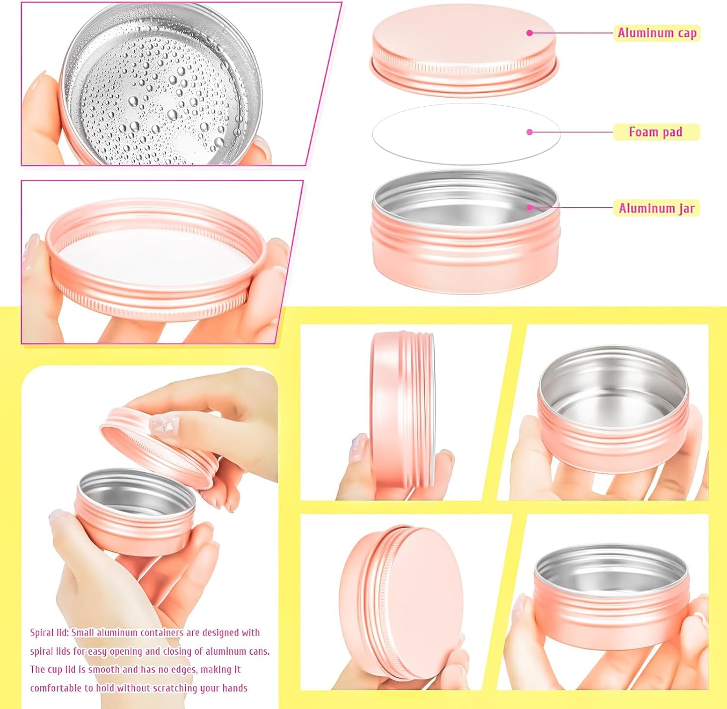 30 Pzas Latas Aluminio 2oz con Tapa para Lociones y Especias
