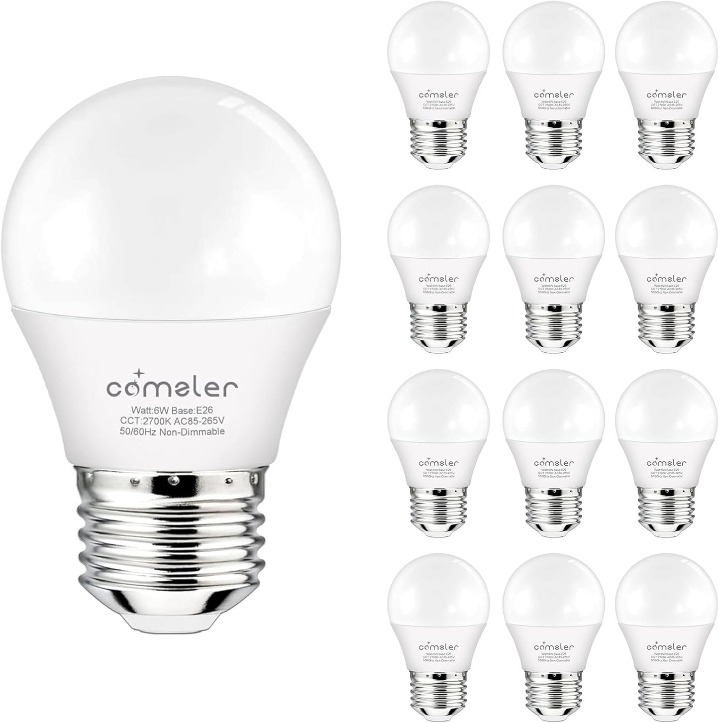 Pack 12 bombillas LED E26 A15 2700K blanco cálido 6W