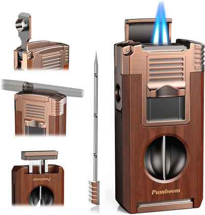 Encendedor multifuncional con cortador y soporte a prueba de viento