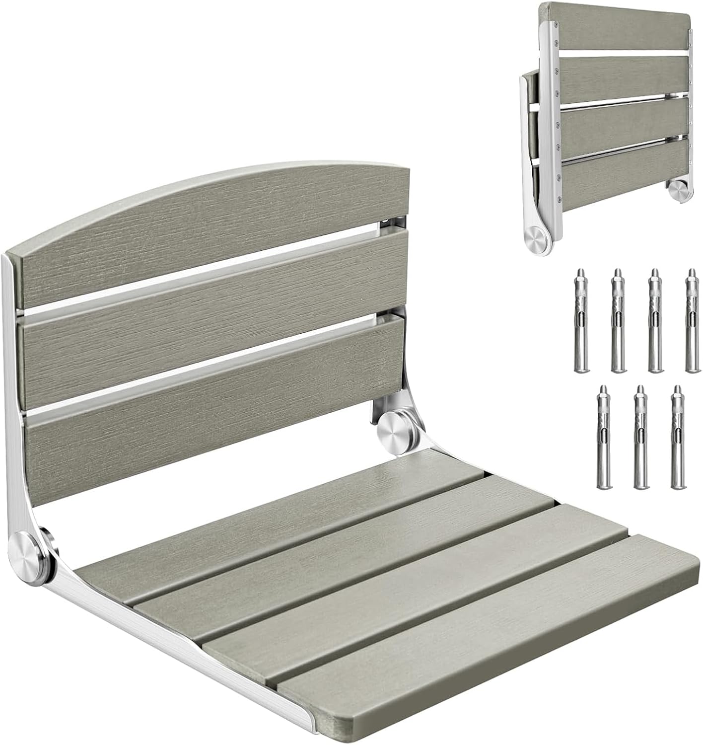 Asiento ducha plegable acero inox 16pulg pared