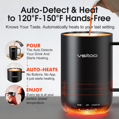 Taza café inteligente con autocalentamiento 20oz IA negro