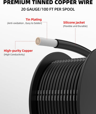 Cable 10 AWG 600 pies 6 colores 100 pies carrete silicona flexible