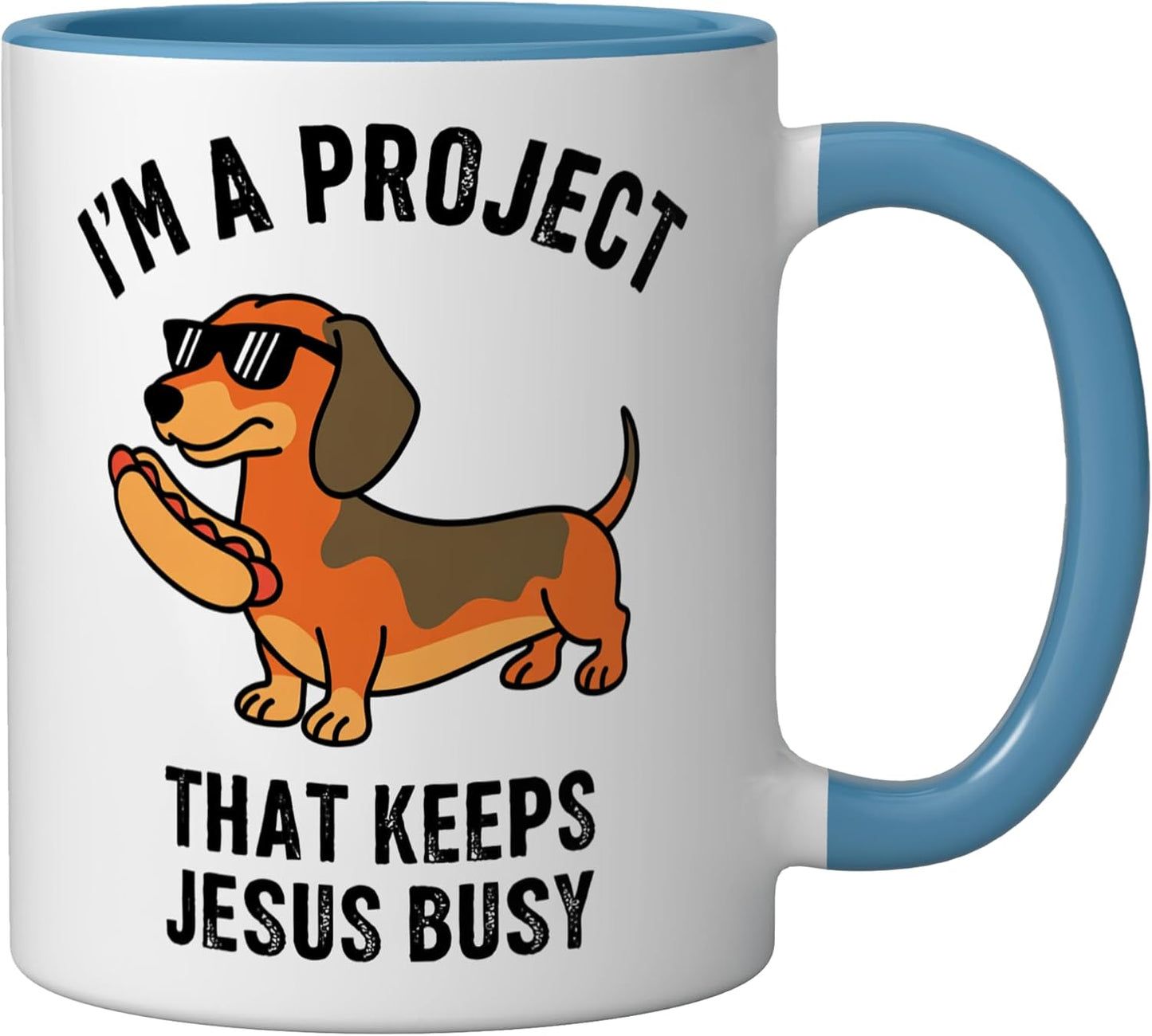 Taza Cerámica Perro Dachshund Azul/Blanco