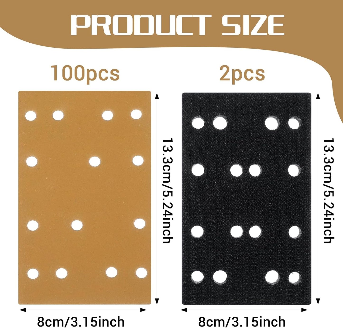100 Hojas Lija 3x5pulg Almohadillas Gancho Bucle Resistente