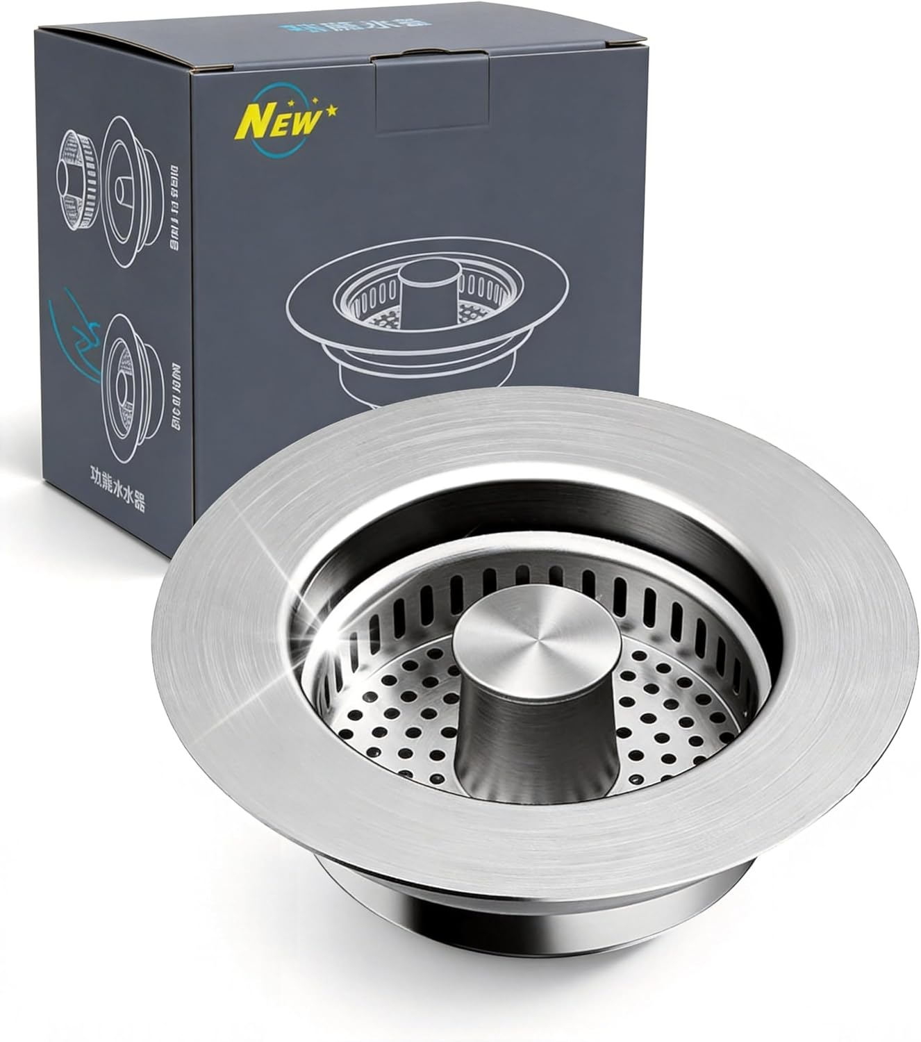 Colador drenaje fregadero cocina acero inox 304 desplegable 3en1