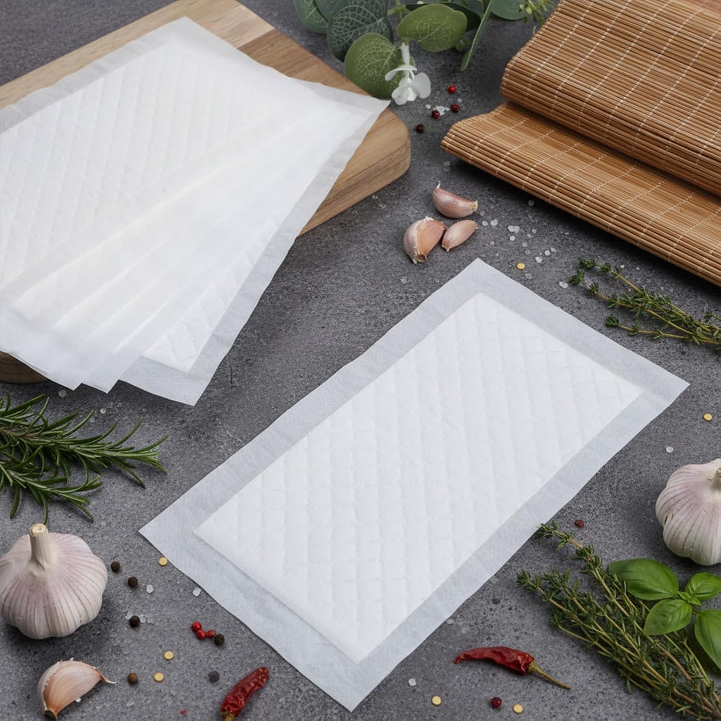 100 Almohadillas Absorbentes 4x7pulg Grado Alimenticio