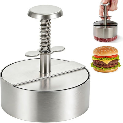 Prensa de hamburguesa de acero inoxidable 304 ajustable con resorte