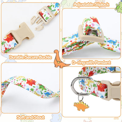 Collares dinosaurio para perros pequeños ajustables