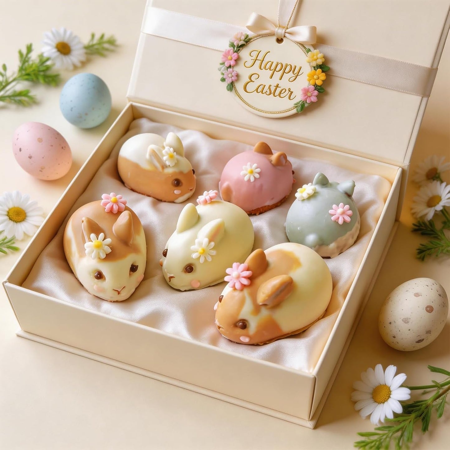 Molde de silicona 3D de conejo de Pascua con 6 cavidades