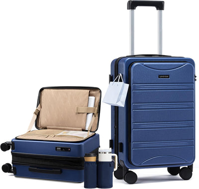 Maleta rígida expandible 20pulg TSA bloqueo portavasos Azul