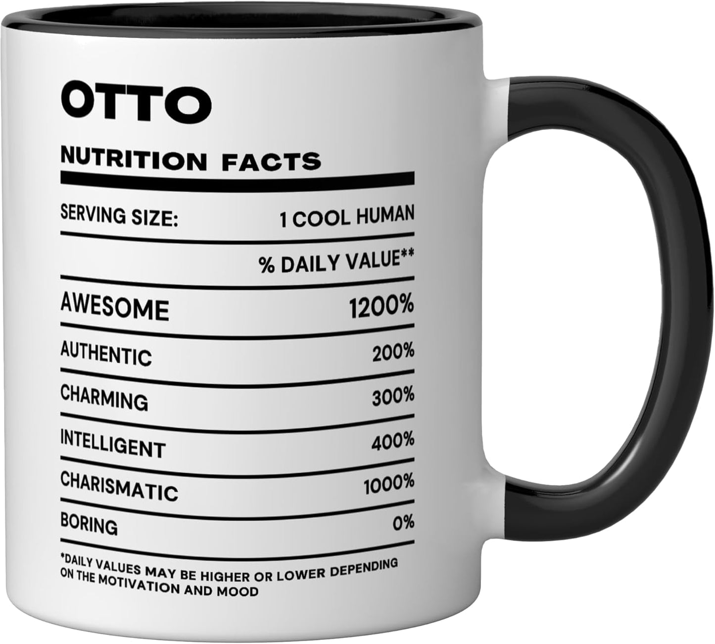 Taza cerámica Otto Nutrition Facts Name Negro/Blanco
