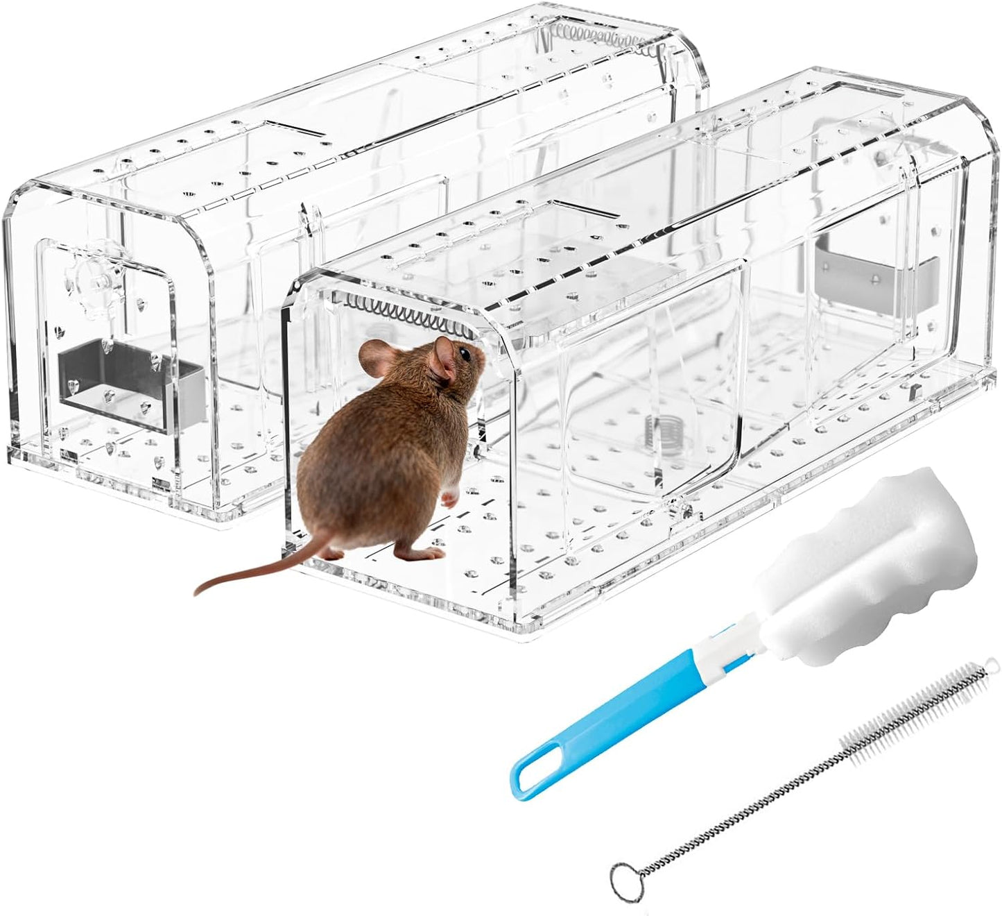 2 Trampas humanas para ratones interiores exteriores reutilizables