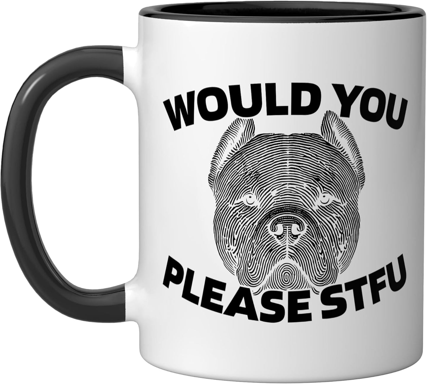Taza cerámica texto inglés negro blanco perro American Bully