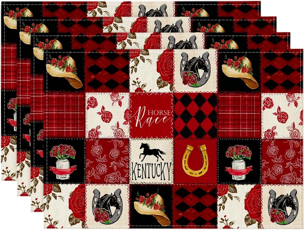 Set 4 manteles Kentucky 12x18pulg decoración fiestas