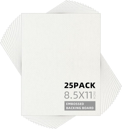 25 Tableros Respaldo 8.5x11pulg Blanco Sin Ácidos