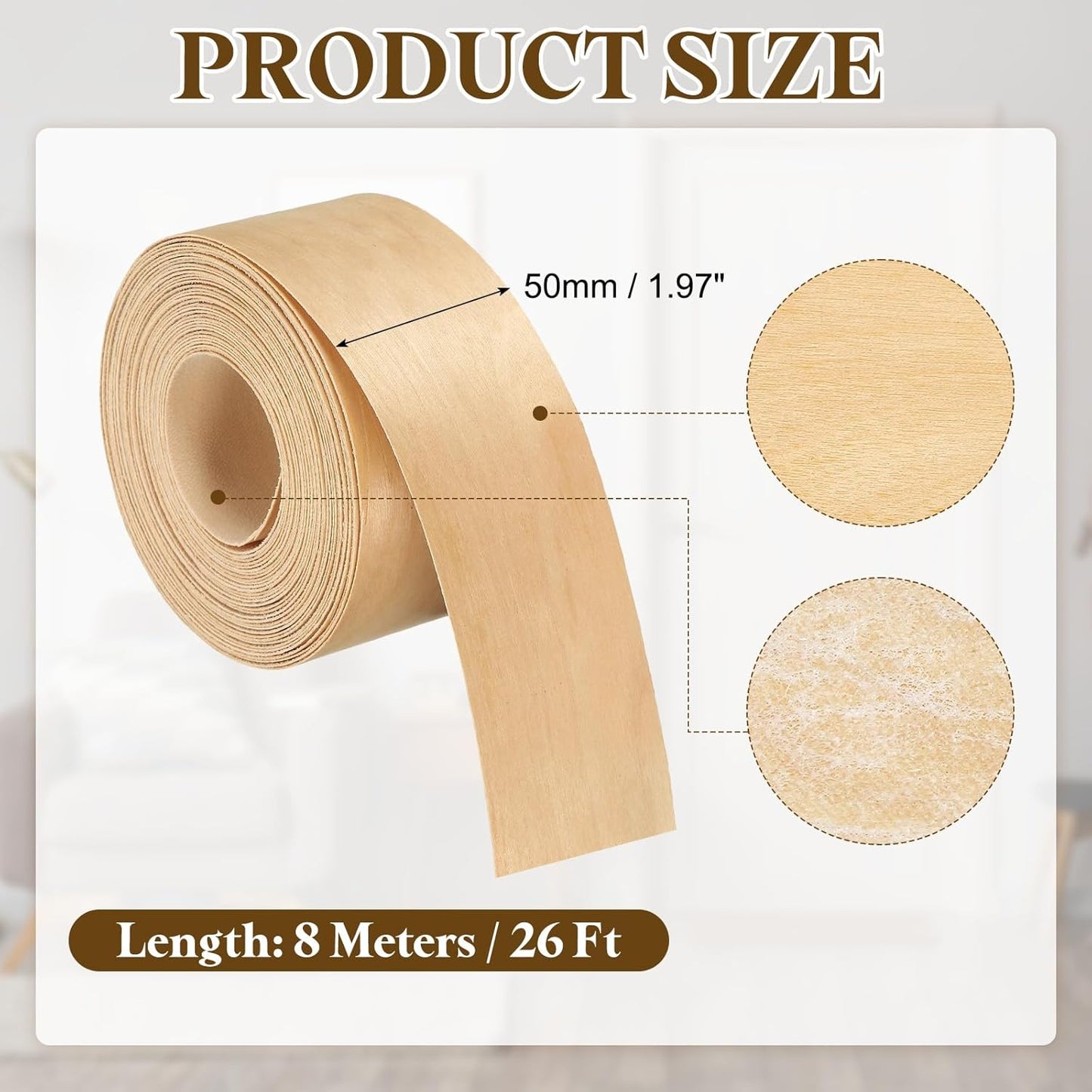 Bandas borde madera 2pulg x26pies abedul prepegada plancha