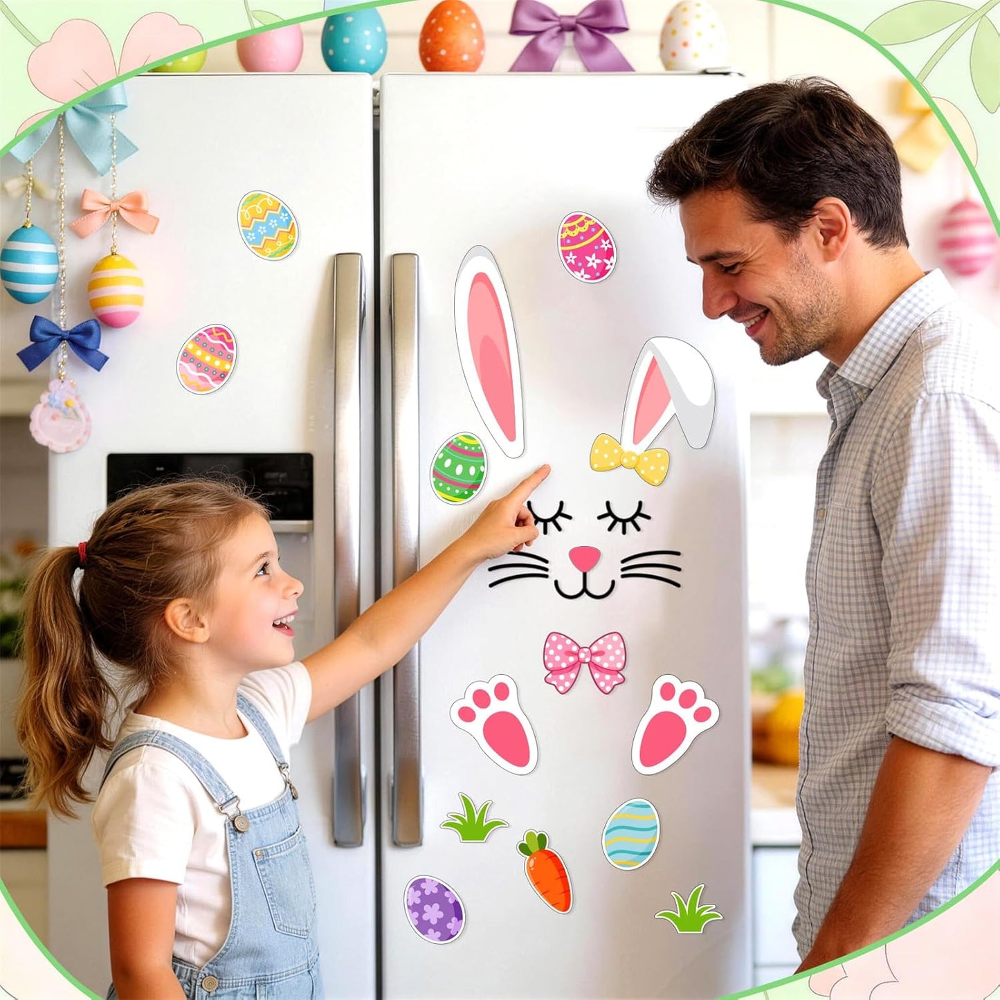 Imanes de conejo de Pascua decorativos reutilizables para refrigerador y puertas