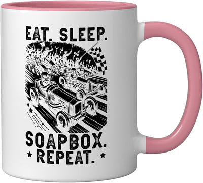 Taza Cerámica Coche de Carreras Rosa/Blanco