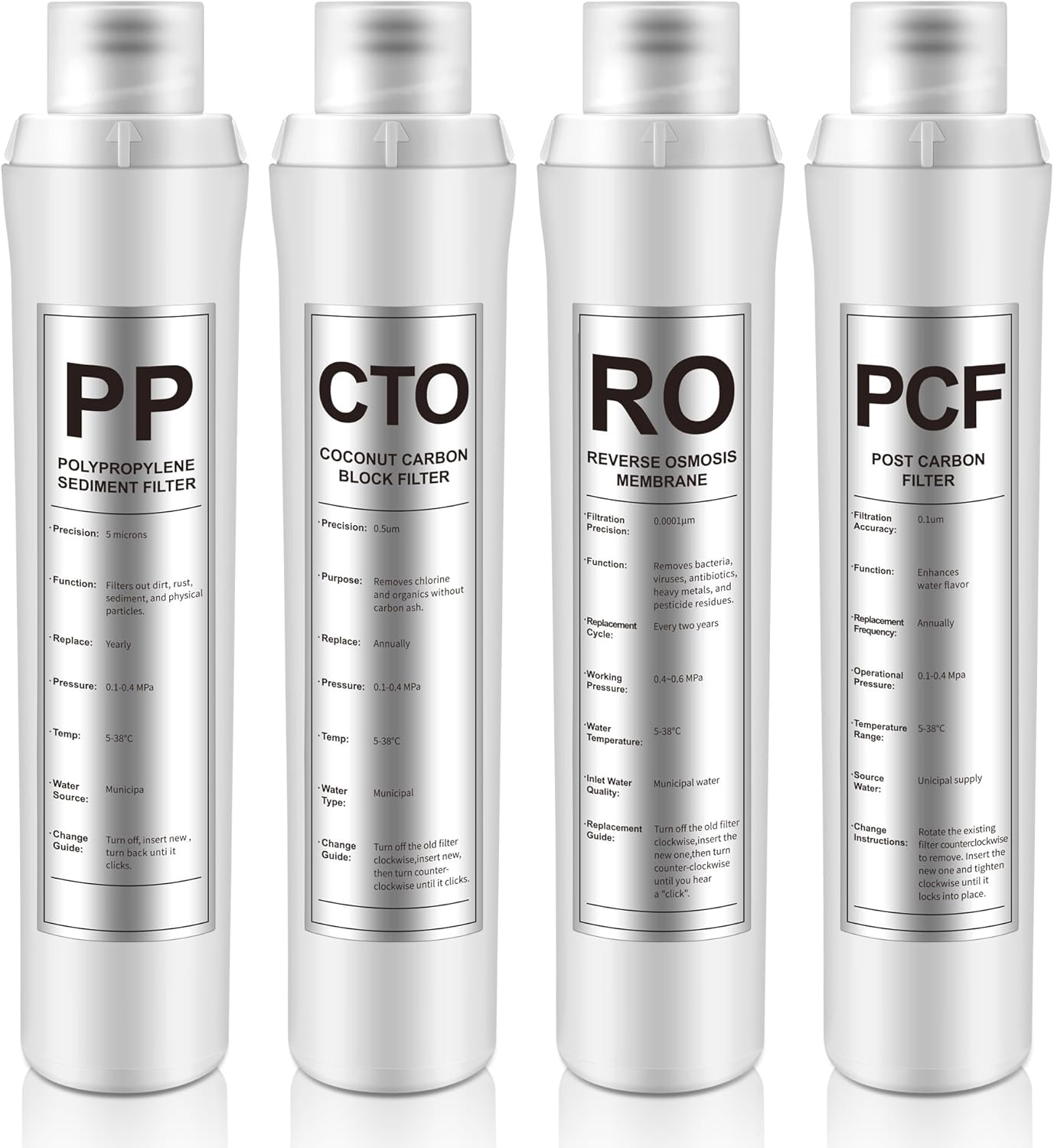 4 Pzas Filtros Agua Comp Bluevua RO100ROPOT
