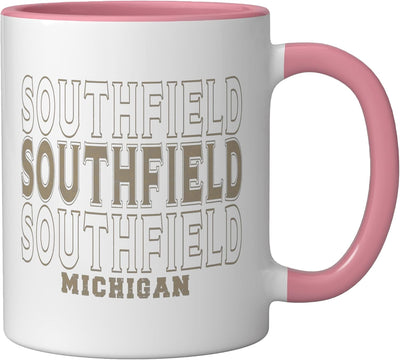 Taza Cerámica Vintage Southfield Michigan Rosa Blanco