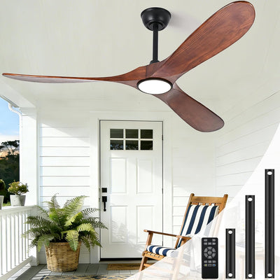 Ventilador techo 52pulg madera luces control remoto nogal