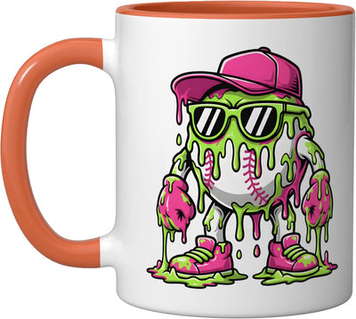 Taza Cerámica Deportiva Gráfica Melting Baseball Roja Blanca