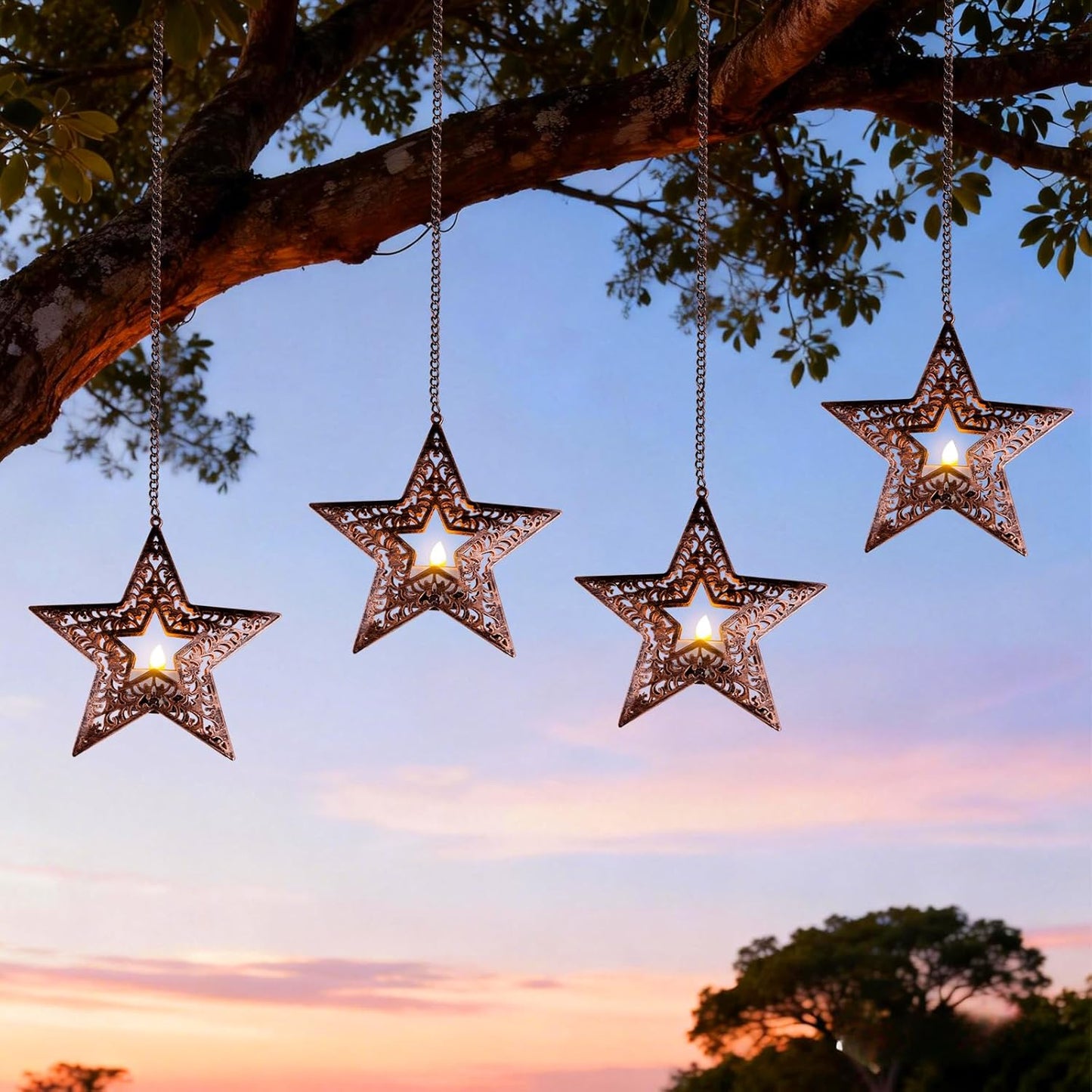 Faroles solares colgantes estrella 5.75pulg bronce