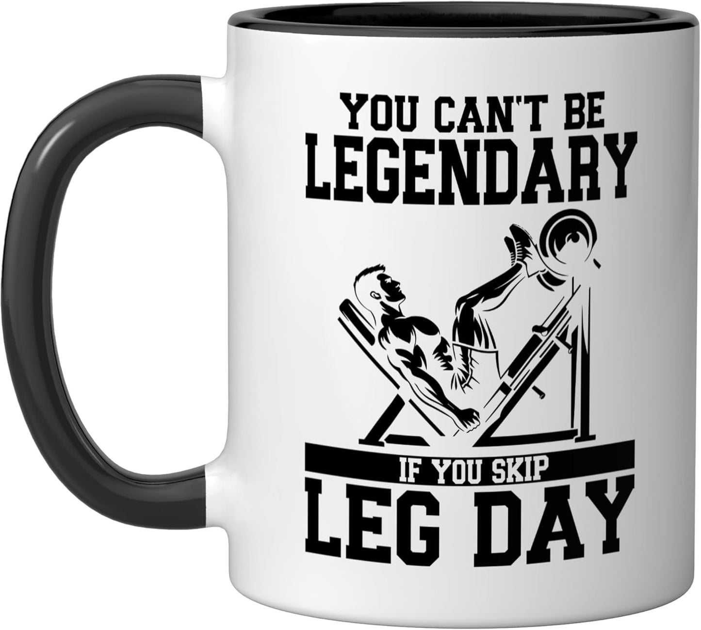 Taza cerámica Leg Day negra/blanca