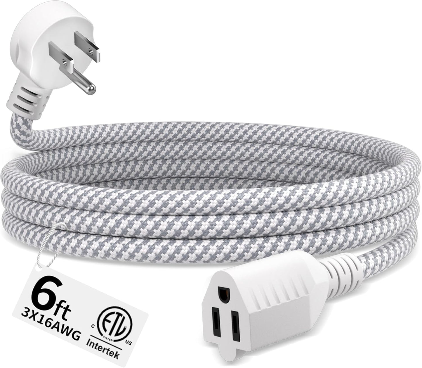 Cable extensión trenzado 6 pies 16/3 blanco flexible para hogar