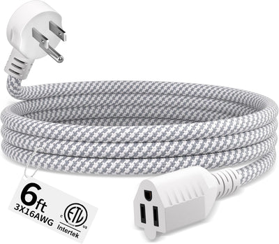 Cable extensión trenzado 6 pies 16/3 blanco flexible para hogar