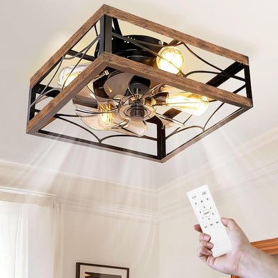 Ventilador techo enjaulado con luz 20pulg control remoto