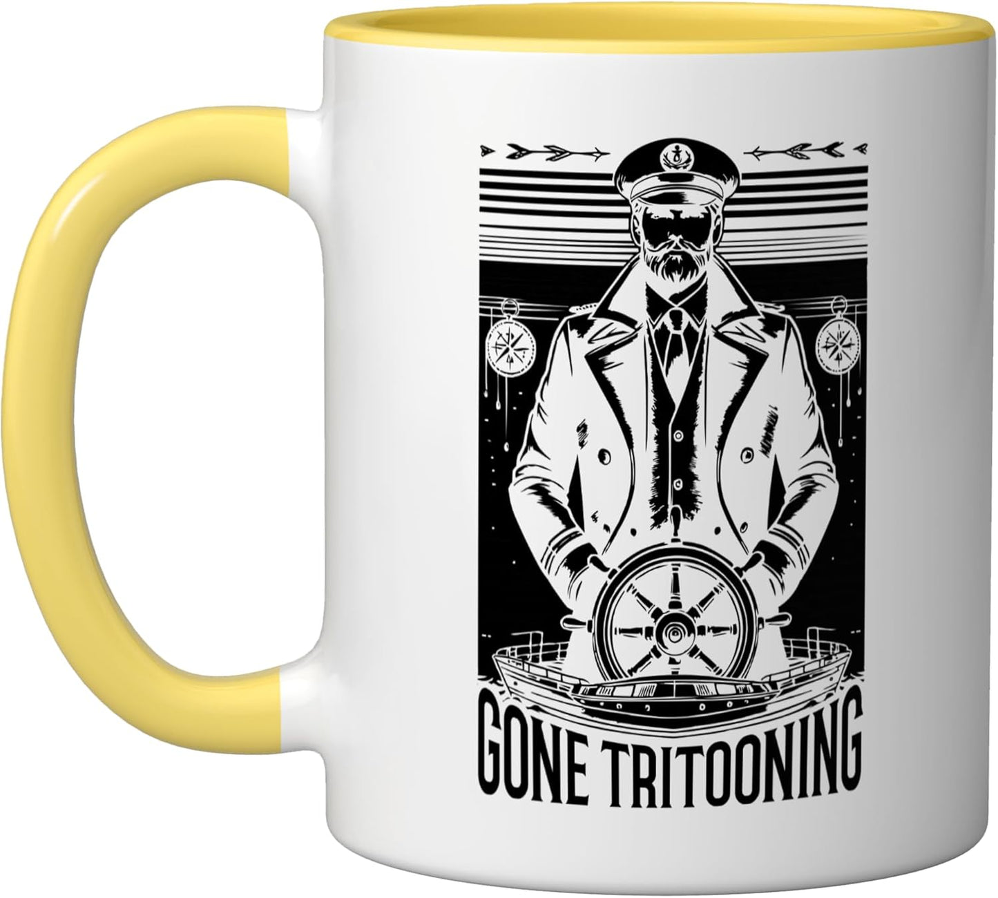Taza Cerámica para Barco Tritoon Capitán Amarillo/Blanco