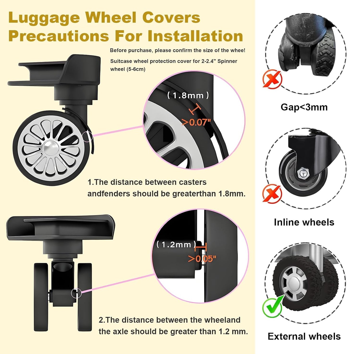 Fundas ruedas equipaje protector negro
