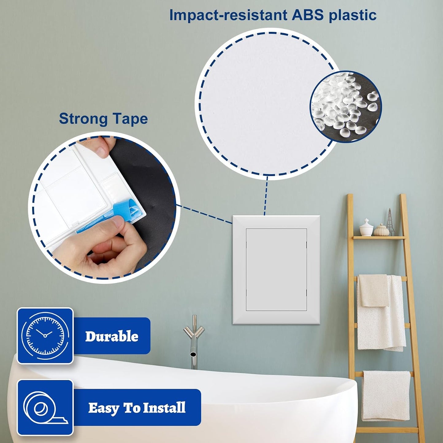Panel acceso autoadhesivo para yeso 5x7pulg plástico resistente