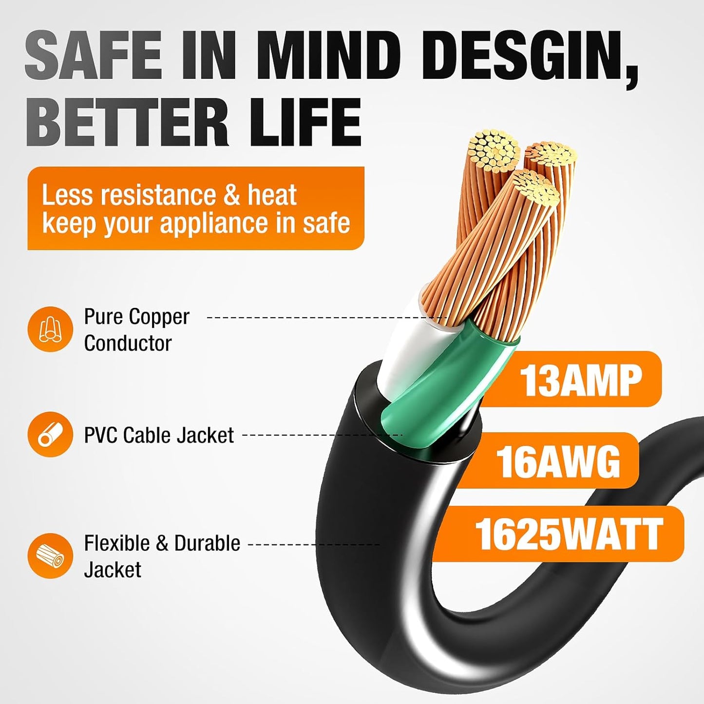Cable extensión exterior 16/3 100ft con luz múltiples salidas 13A