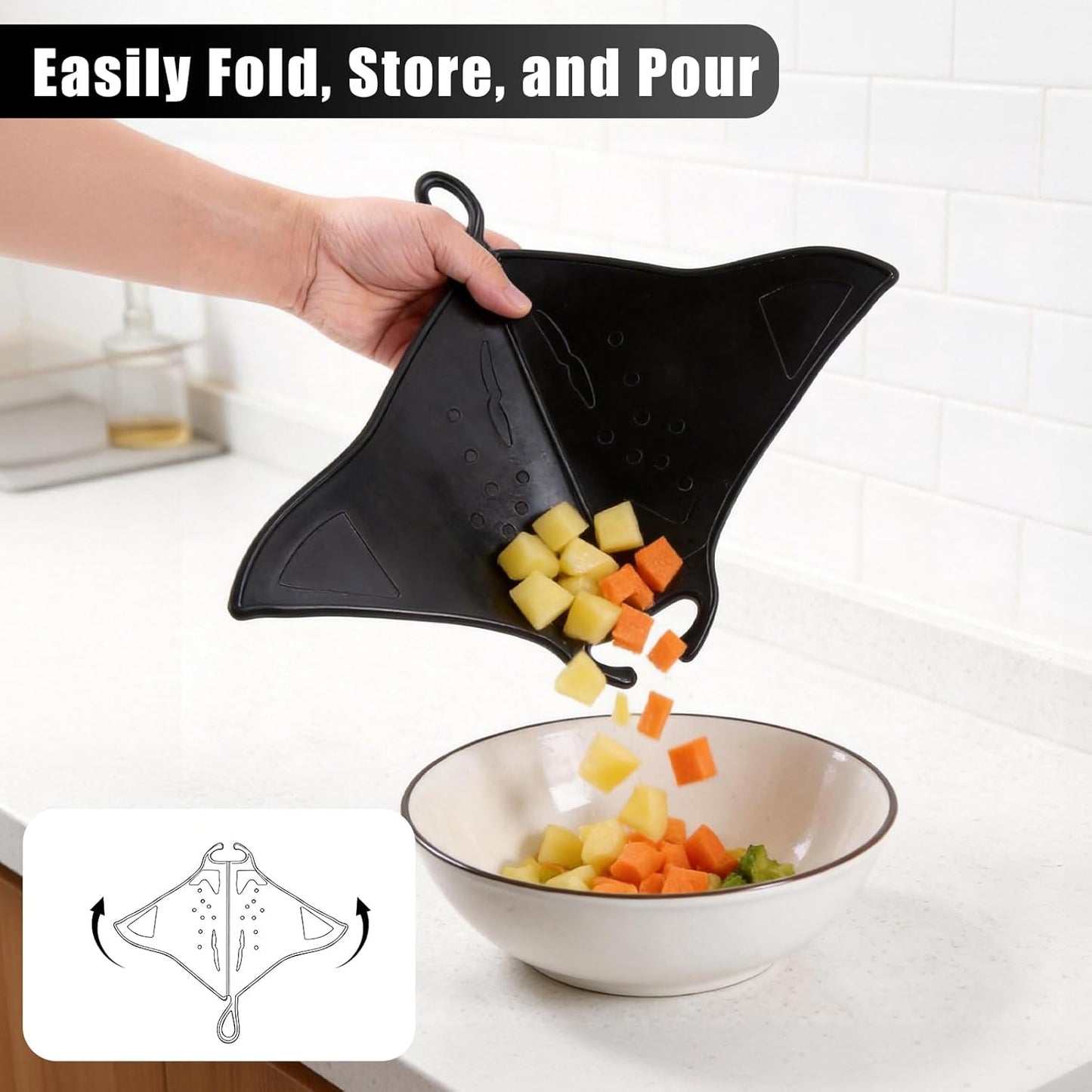 Tabla de cortar de plástico con mango para cocina