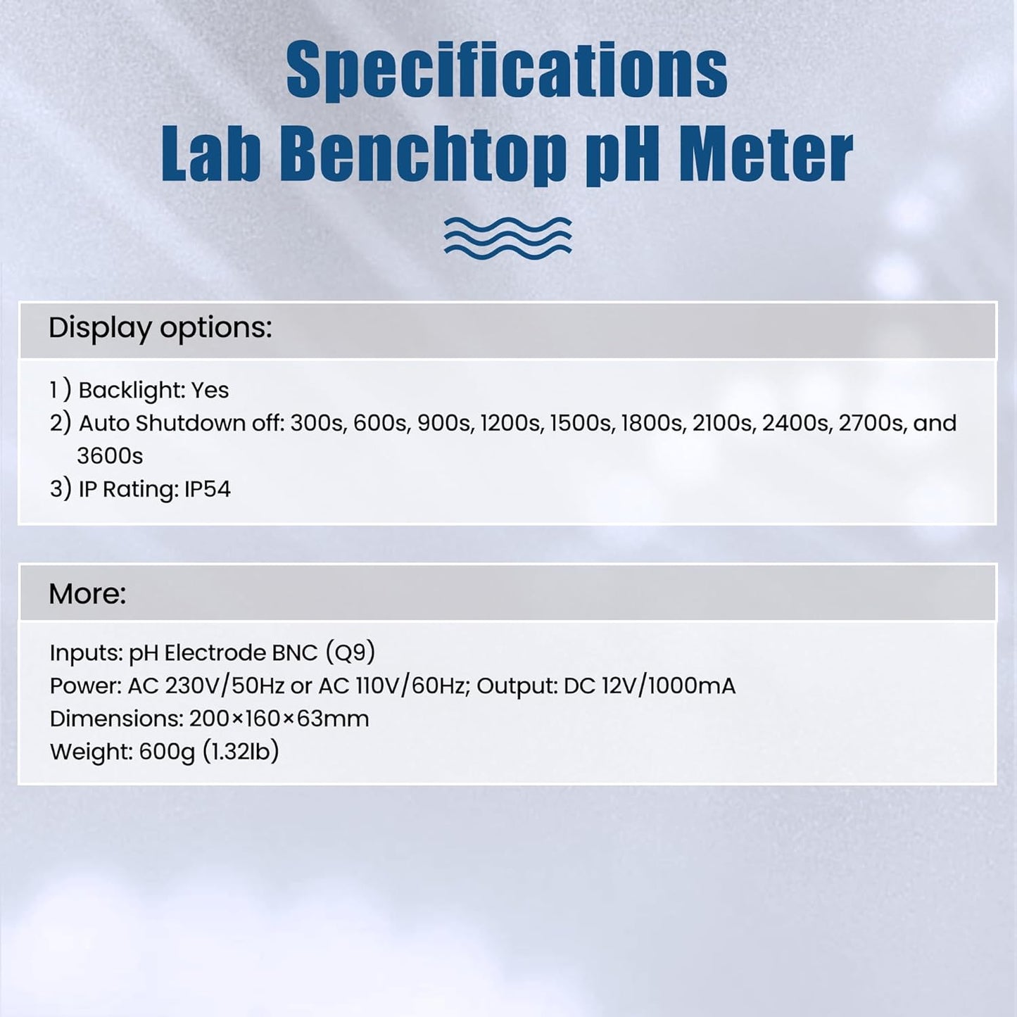 Medidor pH digital de sobremesa con calibración automática