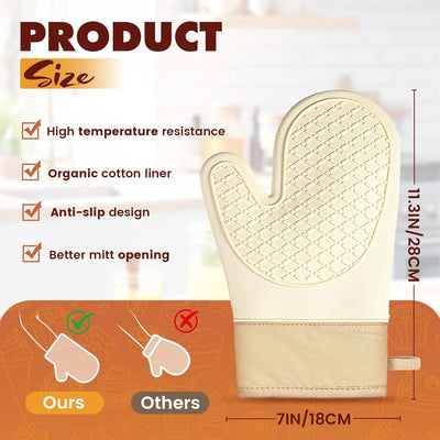 Guantes de horno de silicona impermeables con forro de algodón grueso