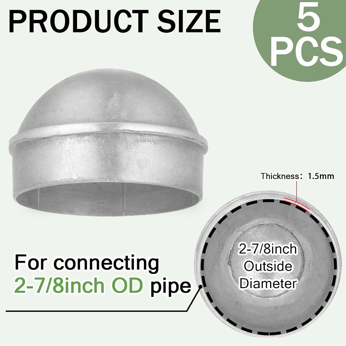 5 Pzas Tapas poste valla cadena 2-7/8" aluminio
